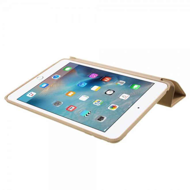 Étui fin en cuir à trois volets pour iPad Mini 4 avec fonction support - Champagne