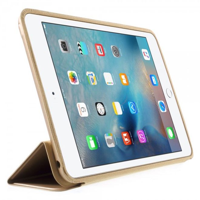 Étui fin en cuir à trois volets pour iPad Mini 4 avec fonction support - Champagne