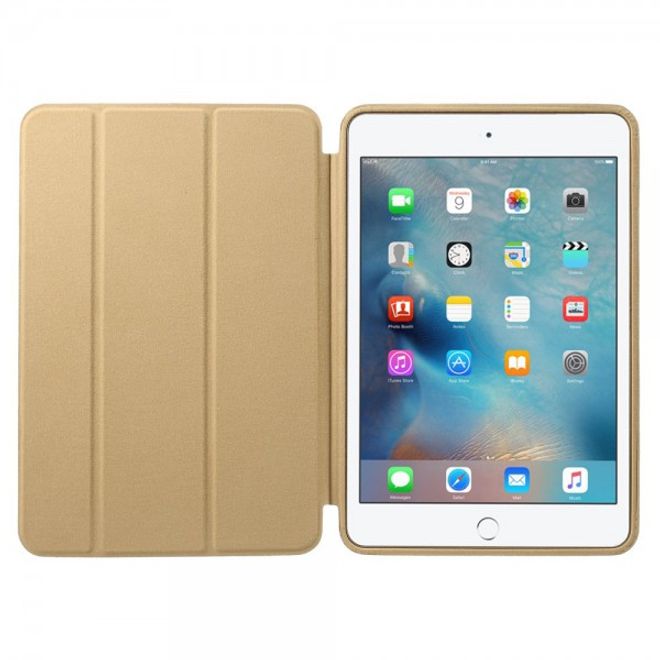 Étui fin en cuir à trois volets pour iPad Mini 4 avec fonction support - Champagne