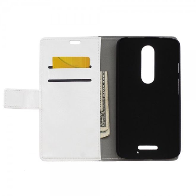 Motorola Moto X Force Schickes Crazy Horse Leder Case mit Standfunktion - weiss