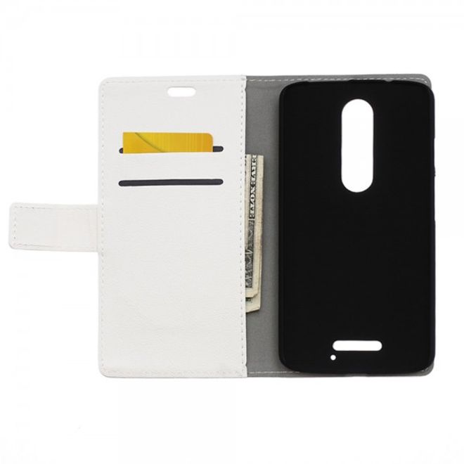 Motorola Moto X Force Magnetisches Leder Flip Case mit Standfunktion - weiss