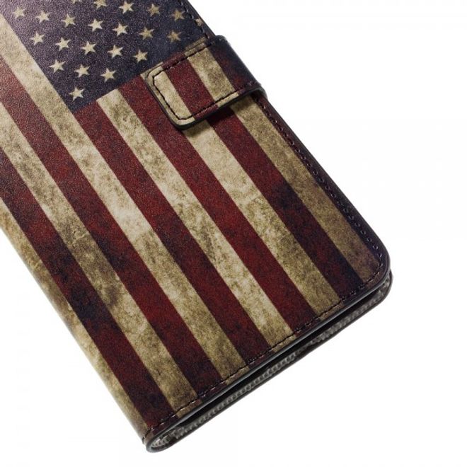 Huawei Nexus 6P Leder Case mit USA Flagge retro-style