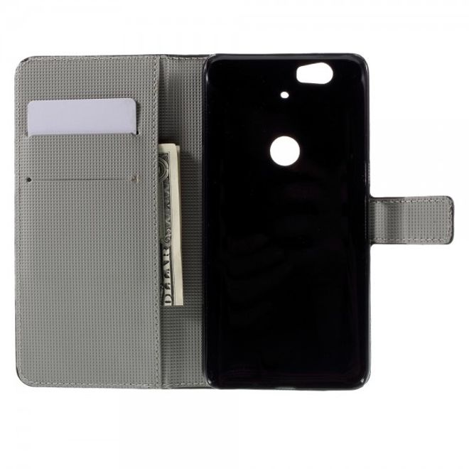 Huawei Nexus 6P Leder Case mit USA Flagge retro-style