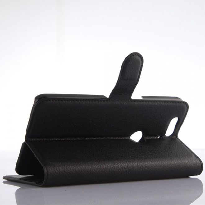 Huawei Nexus 6P Schickes Leder Case mit Litchitextur und Standfunktion - schwarz