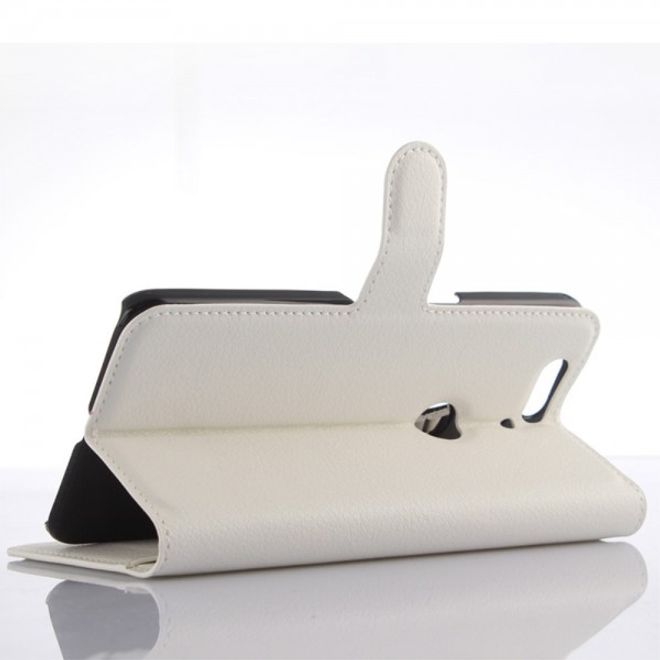 Huawei Nexus 6P Schickes Leder Case mit Litchitextur und Standfunktion - weiss