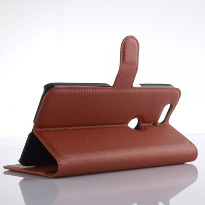 Huawei Nexus 6P Schickes Leder Case mit Litchitextur und Standfunktion - braun