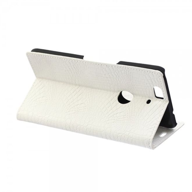 Huawei Nexus 6P Leder Case mit Krokodiltextur und Standfunktion - weiss