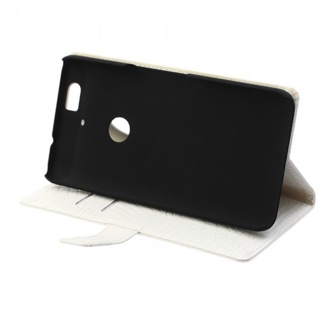 Huawei Nexus 6P Leder Case mit Krokodiltextur und Standfunktion - weiss