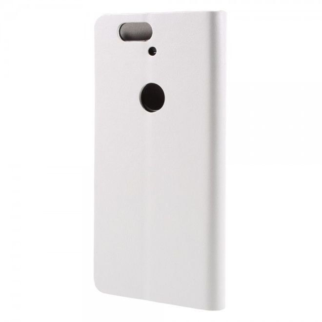 Huawei Nexus 6P Trendige Crazy Horse Leder Cover Hülle mit Standfunktion - weiss