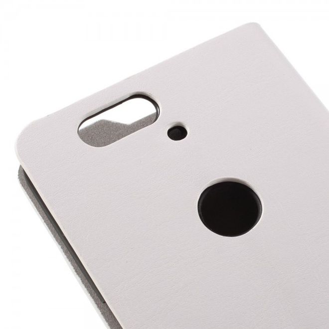 Huawei Nexus 6P Trendige Crazy Horse Leder Cover Hülle mit Standfunktion - weiss