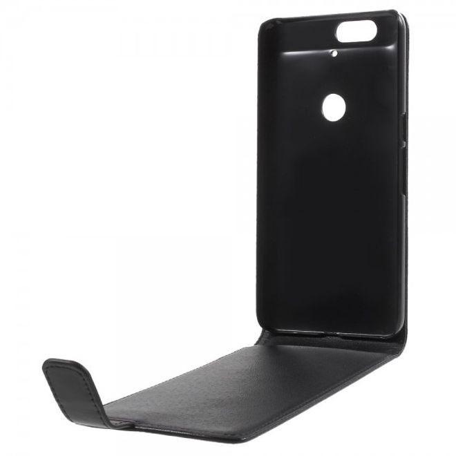 Huawei Nexus 6P Schlichte, magnetische Leder Case Hülle vertikal - schwarz