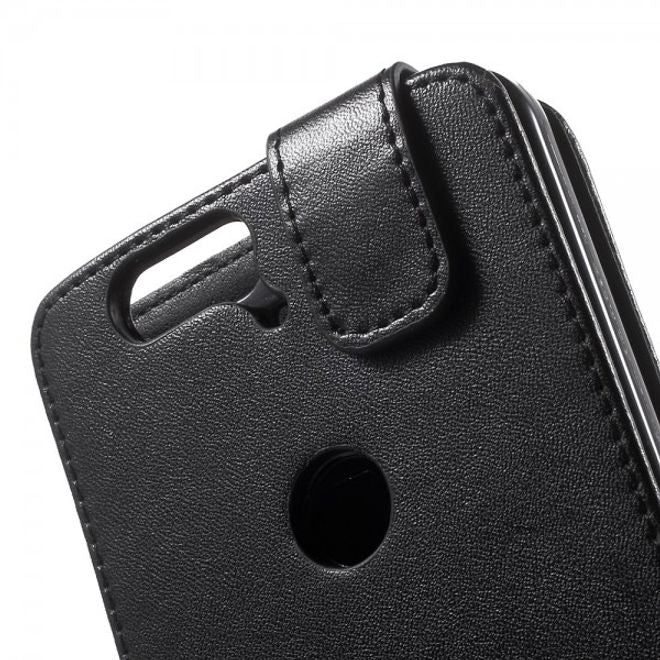 Huawei Nexus 6P Schlichte, magnetische Leder Case Hülle vertikal - schwarz
