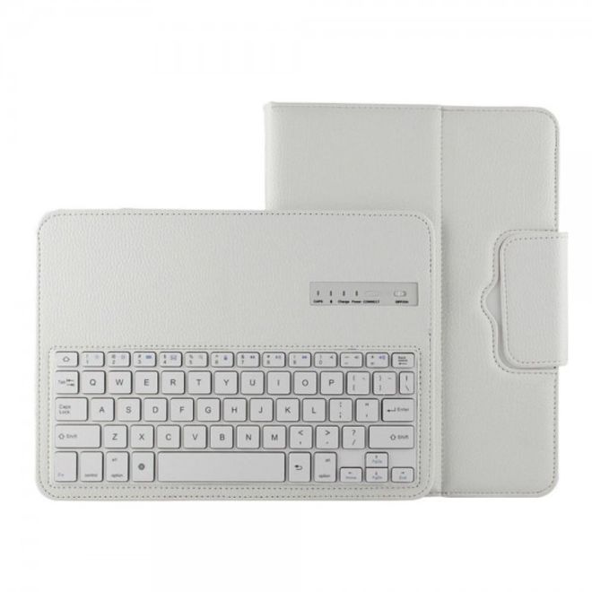 Leder Case Hülle mit abnehmbarer Bluetooth Tastatur und Litchitextur für Samsung Galaxy Tab 4 10.1 und Galaxy Tab 3 10.1 - weiss