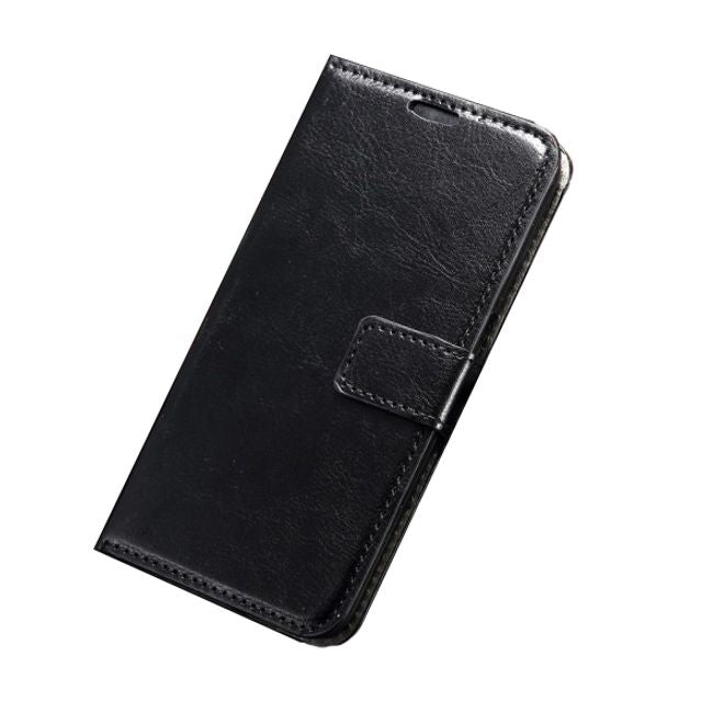 Samsung Galaxy S7 Edge Schickes Crazy Horse Leder Cover Case mit Standfunktion - schwarz