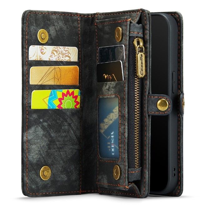 Caseme - iPhone 8 Plus / 7 Plus Hülle - 2 in 1 Portemonnaie und abnehmbares Plastik Cover - grau