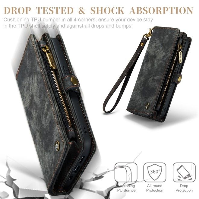 Caseme - iPhone 8 Plus / 7 Plus Hülle - 2 in 1 Portemonnaie und abnehmbares Plastik Cover - grau