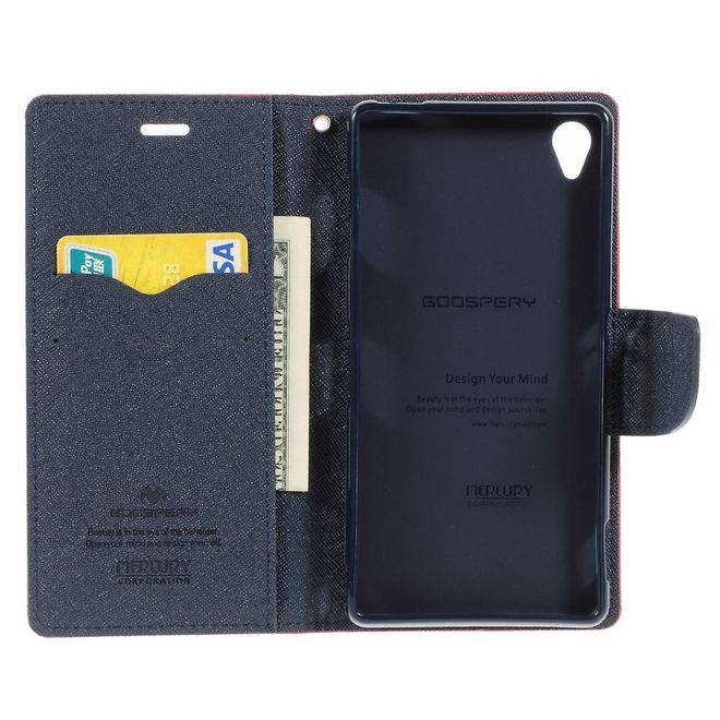 Goospery - Sony Xperia Z3 Hülle - Handy Bookcover - Fancy Diary Series - rot/navy