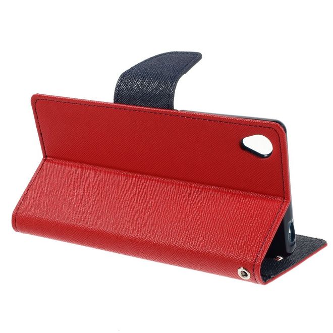 Goospery - Sony Xperia Z3 Hülle - Handy Bookcover - Fancy Diary Series - rot/navy