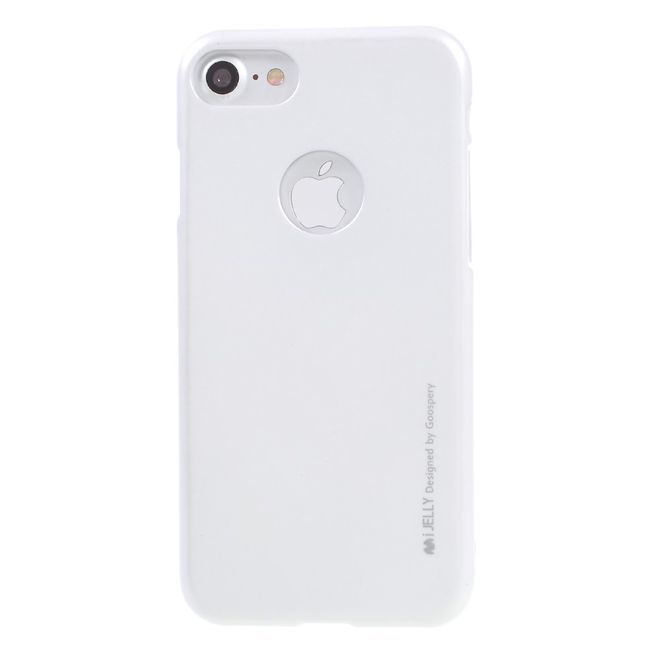 Goospery - Hülle für iPhone SE (2022) / SE (2020) / 8 / 7 - Cover aus elastischem Gummi - i Jelly Series (Hole) - silber