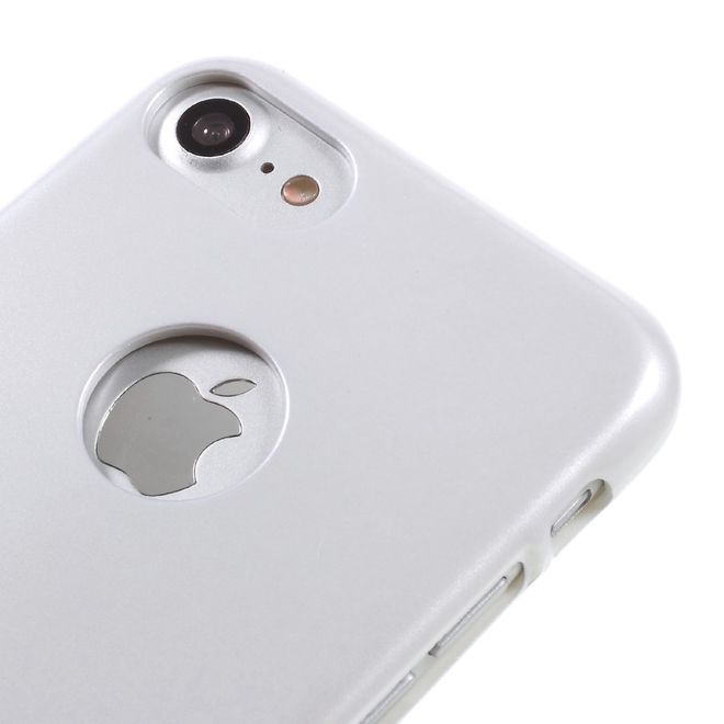 Goospery - Hülle für iPhone SE (2022) / SE (2020) / 8 / 7 - Cover aus elastischem Gummi - i Jelly Series (Hole) - silber