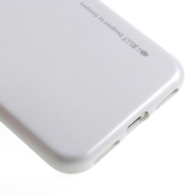 Goospery - Hülle für iPhone SE (2022) / SE (2020) / 8 / 7 - Cover aus elastischem Gummi - i Jelly Series (Hole) - silber