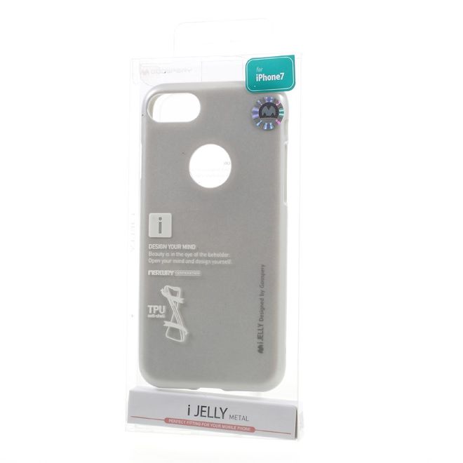 Goospery - Hülle für iPhone SE (2022) / SE (2020) / 8 / 7 - Cover aus elastischem Gummi - i Jelly Series (Hole) - silber
