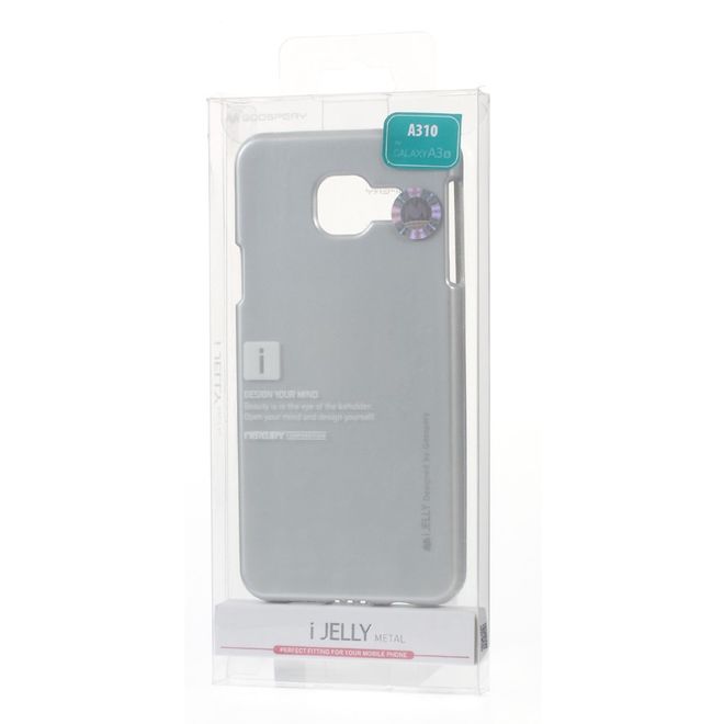 Goospery - Samsung Galaxy A3 (2016) Handy Hülle - TPU Soft Case - i Jelly Metal Series - silber