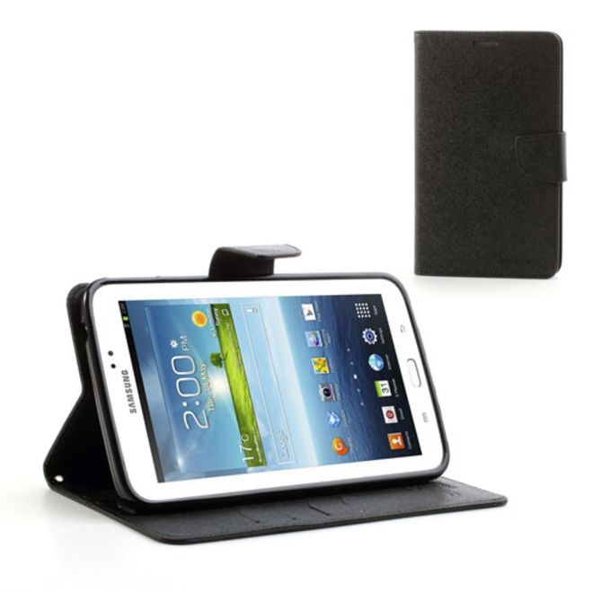 Goospery - Samsung Galaxy Tab 3 7.0 Hülle - Tablet Bookcover - Fancy Diary Series - schwarz