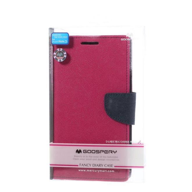 Goospery - Samsung Galaxy Note 3 Hülle - Handy Bookcover - Fancy Diary Series - pink/navy