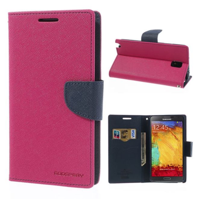 Goospery - Samsung Galaxy Note 3 Hülle - Handy Bookcover - Fancy Diary Series - pink/navy