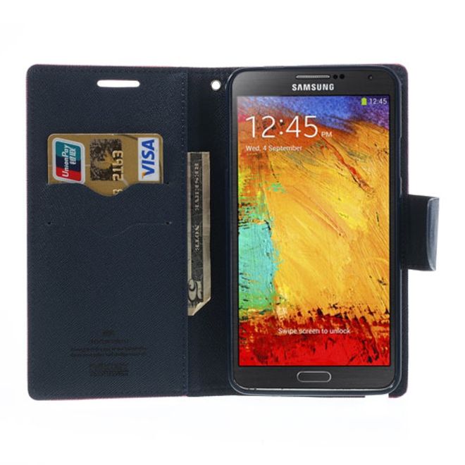 Goospery - Samsung Galaxy Note 3 Hülle - Handy Bookcover - Fancy Diary Series - pink/navy