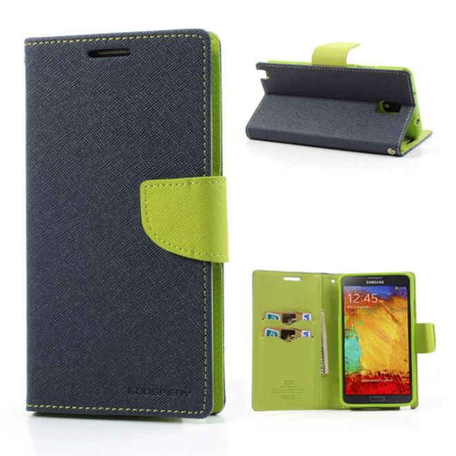 Goospery - Samsung Galaxy Note 3 Hülle - Handy Bookcover - Fancy Diary Series - navy/lime