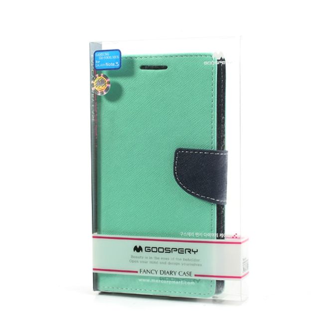 Goospery - Samsung Galaxy Note 3 Hülle - Handy Bookcover - Fancy Diary Series - mint/navy