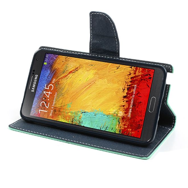 Goospery - Samsung Galaxy Note 3 Hülle - Handy Bookcover - Fancy Diary Series - mint/navy