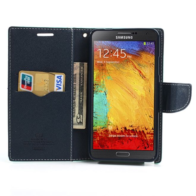 Goospery - Samsung Galaxy Note 3 Hülle - Handy Bookcover - Fancy Diary Series - mint/navy