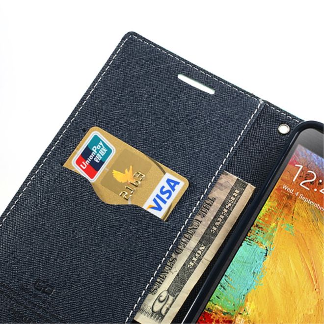 Goospery - Samsung Galaxy Note 3 Hülle - Handy Bookcover - Fancy Diary Series - mint/navy