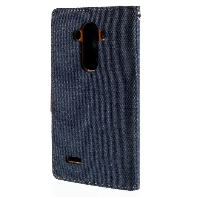 Goospery - LG G4 Hülle - Handy Bookcover - Canvas Diary Series - navy/camel