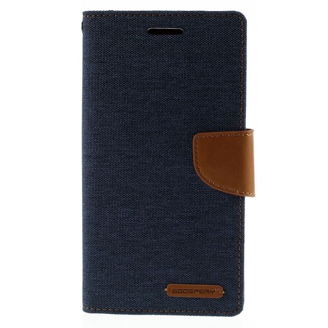 Goospery - LG G4 Hülle - Handy Bookcover - Canvas Diary Series - navy/camel
