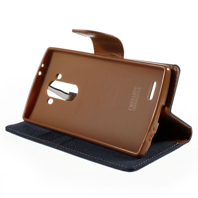 Goospery - LG G4 Hülle - Handy Bookcover - Canvas Diary Series - navy/camel