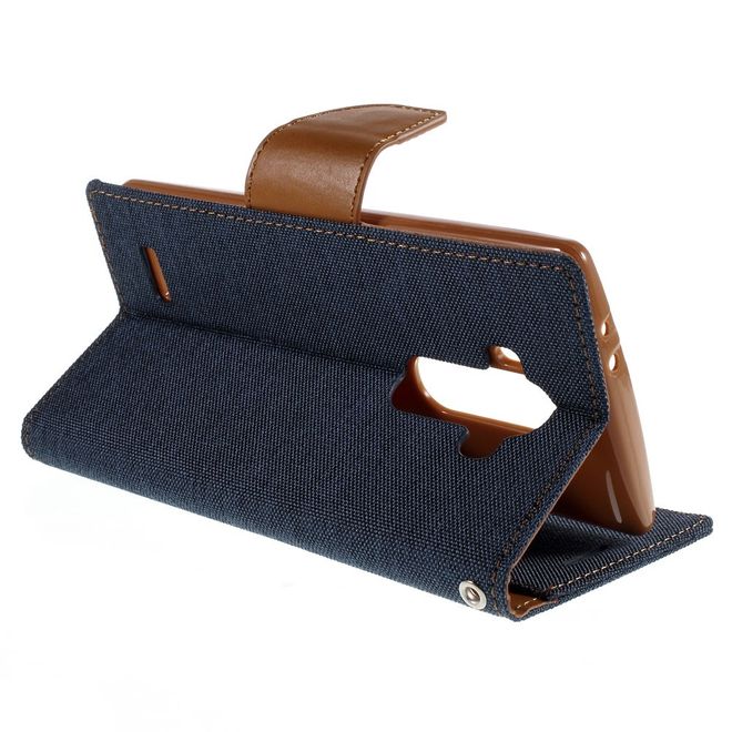 Goospery - LG G4 Hülle - Handy Bookcover - Canvas Diary Series - navy/camel