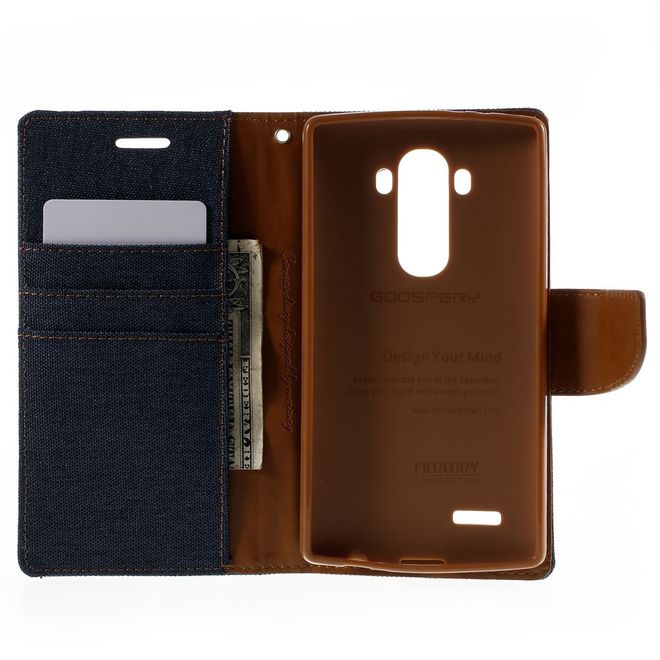 Goospery - LG G4 Hülle - Handy Bookcover - Canvas Diary Series - navy/camel