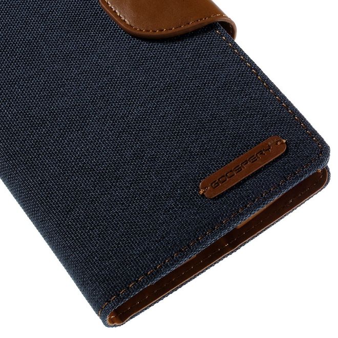 Goospery - LG G4 Hülle - Handy Bookcover - Canvas Diary Series - navy/camel
