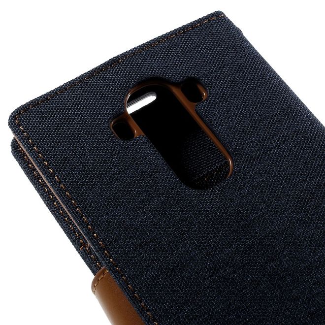 Goospery - LG G4 Hülle - Handy Bookcover - Canvas Diary Series - navy/camel