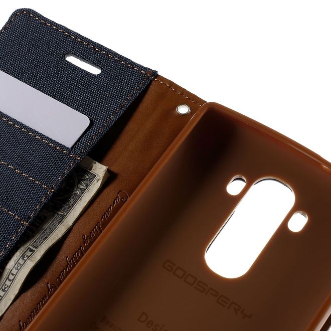 Goospery - LG G4 Hülle - Handy Bookcover - Canvas Diary Series - navy/camel