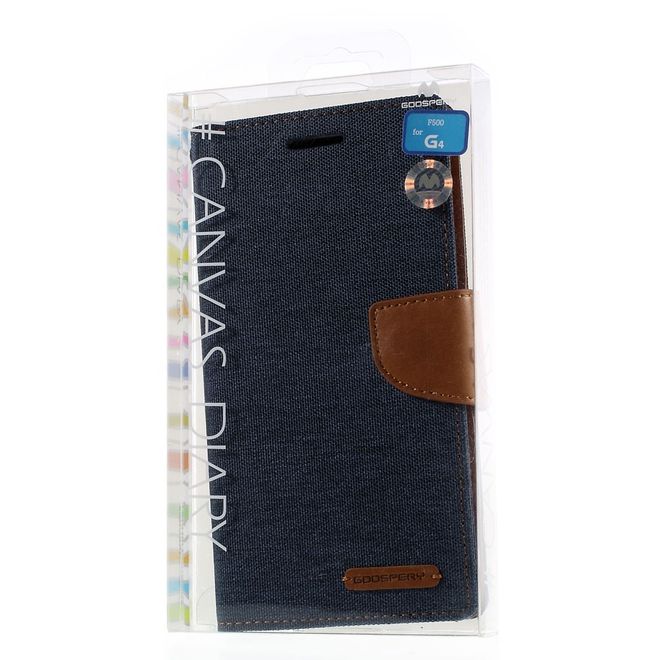 Goospery - LG G4 Hülle - Handy Bookcover - Canvas Diary Series - navy/camel