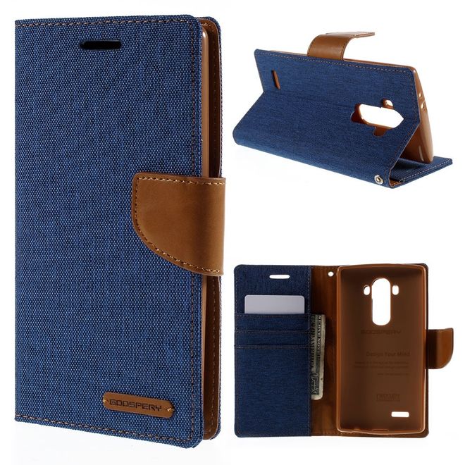 Goospery - LG G4 Hülle - Handy Bookcover - Canvas Diary Series - blau/camel