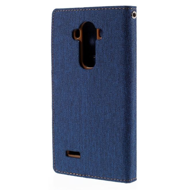 Goospery - LG G4 Hülle - Handy Bookcover - Canvas Diary Series - blau/camel