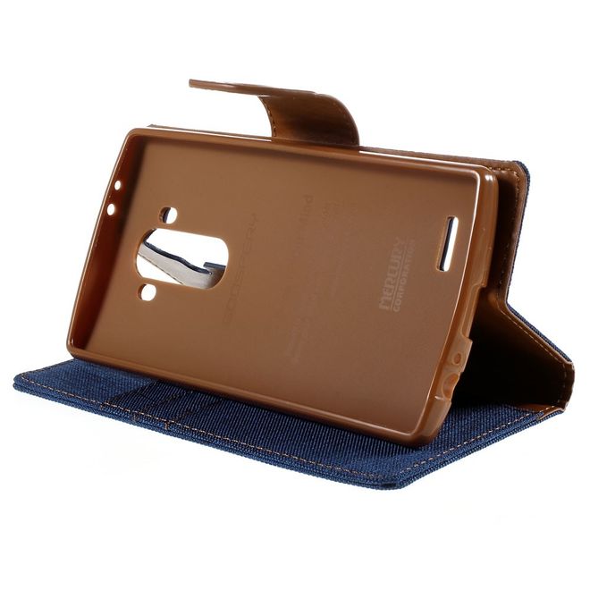 Goospery - LG G4 Hülle - Handy Bookcover - Canvas Diary Series - blau/camel