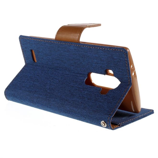 Goospery - LG G4 Hülle - Handy Bookcover - Canvas Diary Series - blau/camel