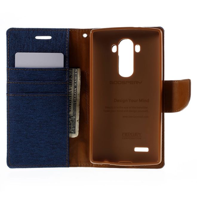 Goospery - LG G4 Hülle - Handy Bookcover - Canvas Diary Series - blau/camel